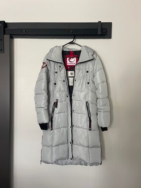 Canada Goose Light Gray Long Hooded Down Coat